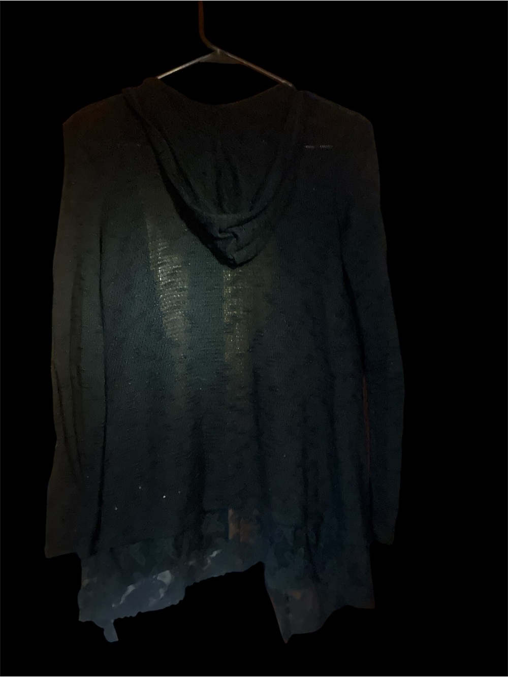 Warehouse One Black Open Knit Hooded Cardigan Sweater - Size XS - Picture 2 of 3